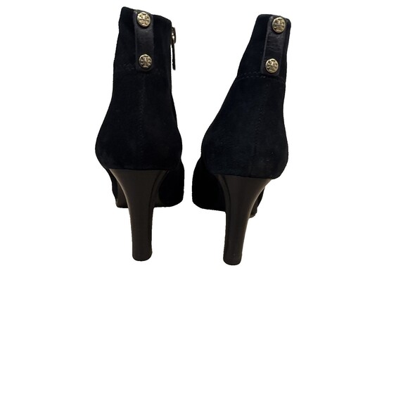 Tory Burch Size 7 Black Luxe Suede Round Toe Stiletto Zip Ankle Boots $450 - Picture 13 of 15